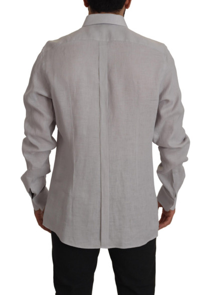 Gray Linen Long Sleeves Formal GOLD Shirt Gray Linen Long Sleeves Formal GOLD Shirt
