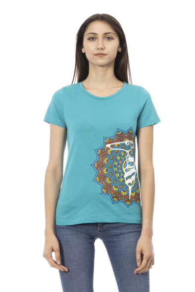 Trussardi Action Light Blue Cotton Women T-Shirt TR-23061 Trussardi Action Light Blue Cotton Women T-Shirt TR-23061