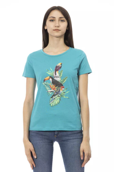 Trussardi Action Light Blue Cotton Women T-Shirt TR-23041 Trussardi Action Light Blue Cotton Women T-Shirt TR-23041