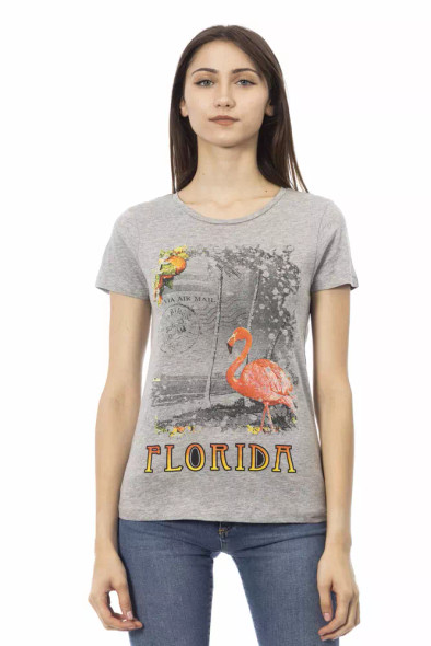 Gray Cotton Women T-Shirt TR-23029 Gray Cotton Women T-Shirt TR-23029