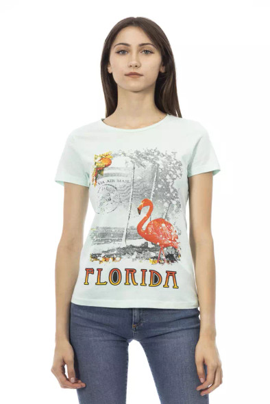 Trussardi Action Light Blue Cotton Women T-Shirt TR-23033 Trussardi Action Light Blue Cotton Women T-Shirt TR-23033