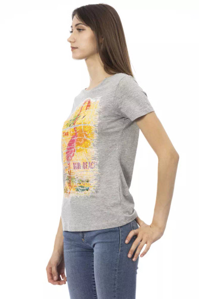 Trussardi Action Gray Cotton Women T-Shirt TR-23025 Trussardi Action Gray Cotton Women T-Shirt TR-23025