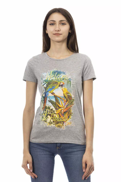 Trussardi Action Gray Cotton Women T-Shirt TR-23046 Trussardi Action Gray Cotton Women T-Shirt TR-23046