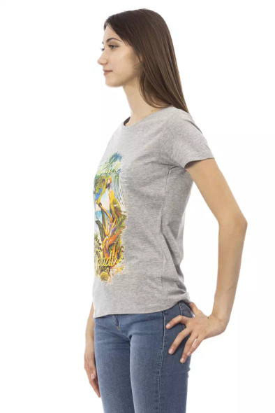 Trussardi Action Gray Cotton Women T-Shirt TR-23046 Trussardi Action Gray Cotton Women T-Shirt TR-23046