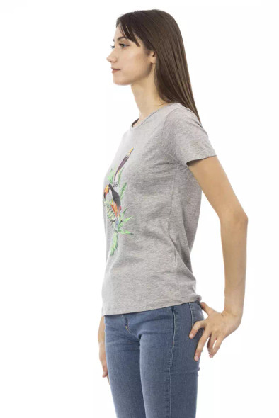 Trussardi Action Gray Cotton Women T-Shirt TR-23042 Trussardi Action Gray Cotton Women T-Shirt TR-23042
