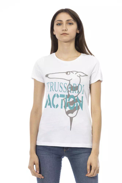 Trussardi Action White Cotton Women T-Shirt TR-22999 Trussardi Action White Cotton Women T-Shirt TR-22999