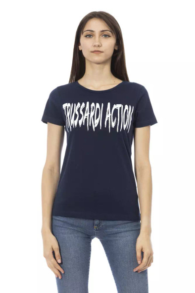 Trussardi Action Blue Cotton Women T-Shirt TR-22991 Trussardi Action Blue Cotton Women T-Shirt TR-22991