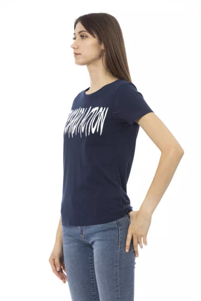 Trussardi Action Blue Cotton Women T-Shirt TR-22991 Trussardi Action Blue Cotton Women T-Shirt TR-22991