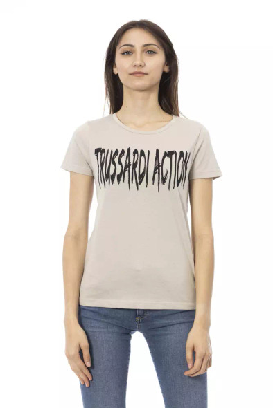Trussardi Action Beige Cotton Women T-Shirt TR-22990 Trussardi Action Beige Cotton Women T-Shirt TR-22990