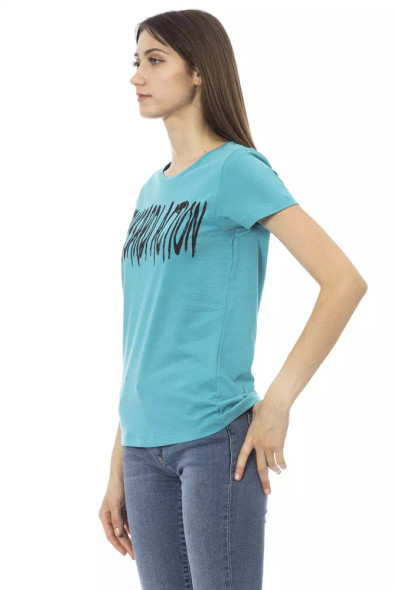 Trussardi Action Light Blue Cotton Women T-Shirt TR-22993 Trussardi Action Light Blue Cotton Women T-Shirt TR-22993