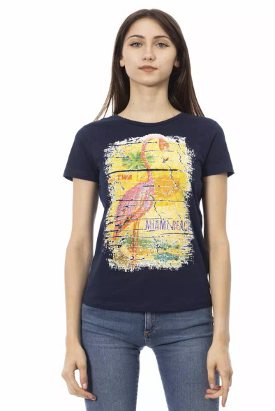 Trussardi Action Blue Cotton Women T-Shirt TR-23027 Trussardi Action Blue Cotton Women T-Shirt TR-23027