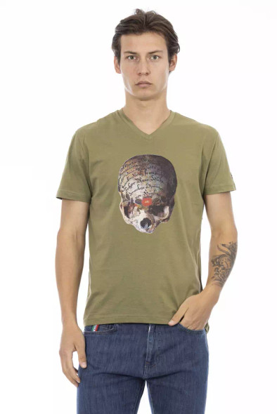 Trussardi Action Green Cotton Men T-Shirt TR-22860 Trussardi Action Green Cotton Men T-Shirt TR-22860