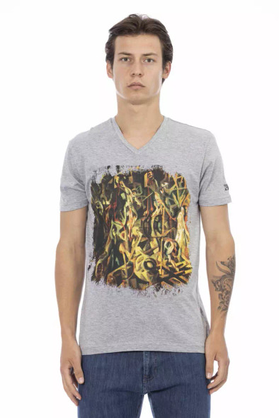 Trussardi Action Gray Cotton Men T-Shirt TR-22844 Trussardi Action Gray Cotton Men T-Shirt TR-22844