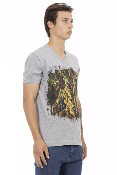 Trussardi Action Gray Cotton Men T-Shirt TR-22844 Trussardi Action Gray Cotton Men T-Shirt TR-22844