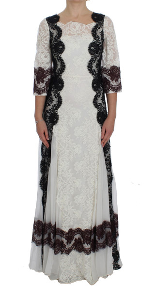 Dolce & Gabbana White Floral Lace Full Length Gown Dress Dolce & Gabbana White Floral Lace Full Length Gown Dress