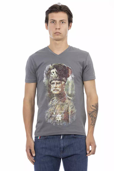 Trussardi Action Gray Cotton Men's T-Shirt TR-22828 Trussardi Action Gray Cotton Men's T-Shirt TR-22828
