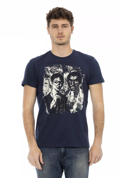 Trussardi Action Blue Cotton Men T-Shirt TR-22817 Trussardi Action Blue Cotton Men T-Shirt TR-22817