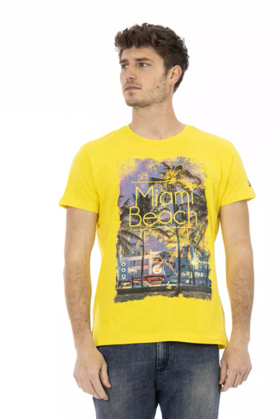 Trussardi Action Yellow Cotton Men T-Shirt TR-22778 Trussardi Action Yellow Cotton Men T-Shirt TR-22778