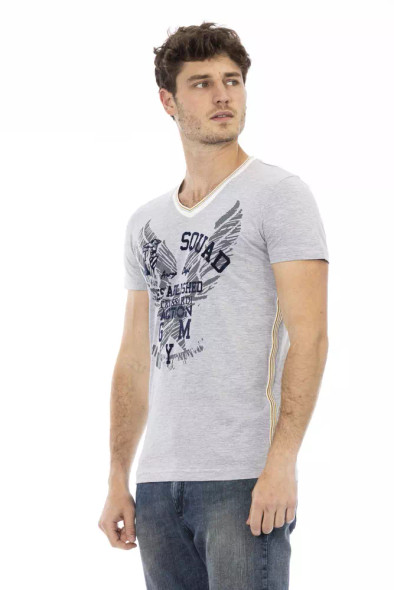 Trussardi Action Gray Cotton Men T-Shirt TR-22747 Trussardi Action Gray Cotton Men T-Shirt TR-22747
