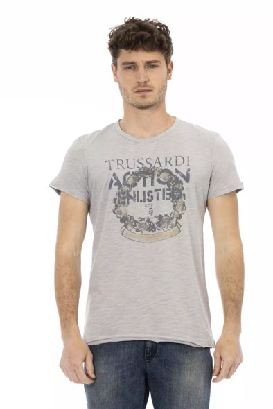 Trussardi Action Gray Cotton Men T-Shirt TR-22722 Trussardi Action Gray Cotton Men T-Shirt TR-22722