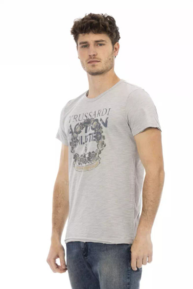 Trussardi Action Gray Cotton Men T-Shirt TR-22722 Trussardi Action Gray Cotton Men T-Shirt TR-22722