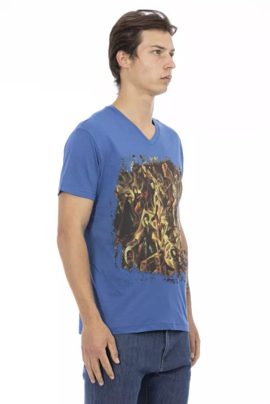 Trussardi Action Blue Cotton Men T-Shirt TR-22842 Trussardi Action Blue Cotton Men T-Shirt TR-22842