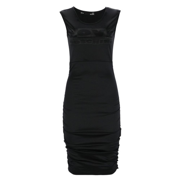 Love Moschino Chic Side-Curled Sleeveless Dress with Logo Love Moschino Chic Side-Curled Sleeveless Dress with Logo