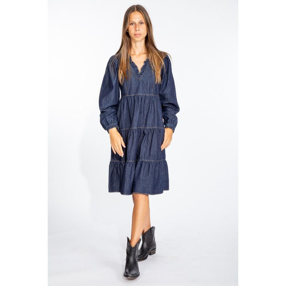 Love Moschino Elegant Dark Blue Denim Flare Dress Love Moschino Elegant Dark Blue Denim Flare Dress