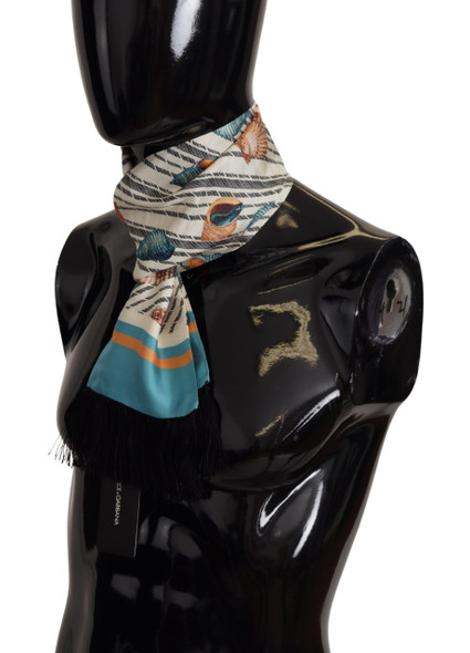 Dolce & Gabbana Multicolor Seashells DG Print Silk Shawl Fringe Scarf Dolce & Gabbana Multicolor Seashells DG Print Silk Shawl Fringe Scarf