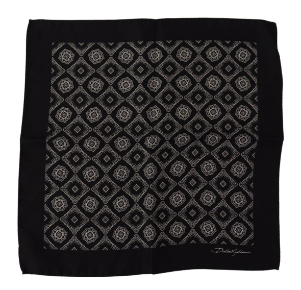Black Geometric Patterned Square Handkerchief Scarf Black Geometric Patterned Square Handkerchief Scarf