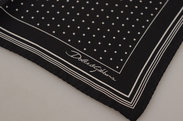 Black Polka Dots DG Logo Square Handkerchief Black Polka Dots DG Logo Square Handkerchief