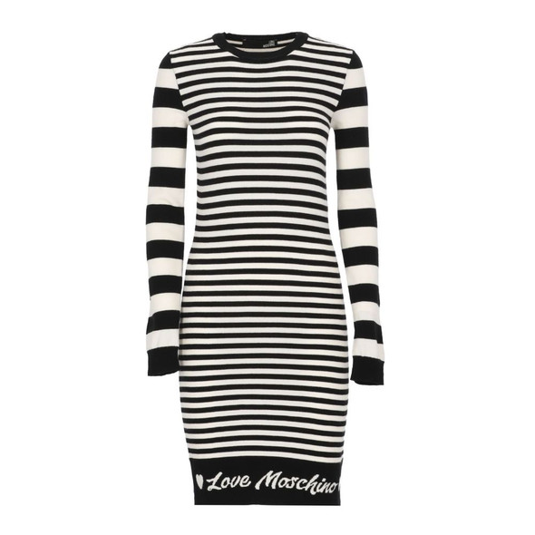 Elegant Striped Knit Dress with Long Sleeves Elegant Striped Knit Dress with Long Sleeves