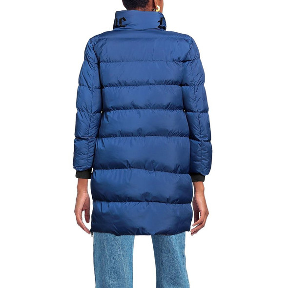 Chic Long Down Jacket with Logo Detail Chic Long Down Jacket with Logo Detail