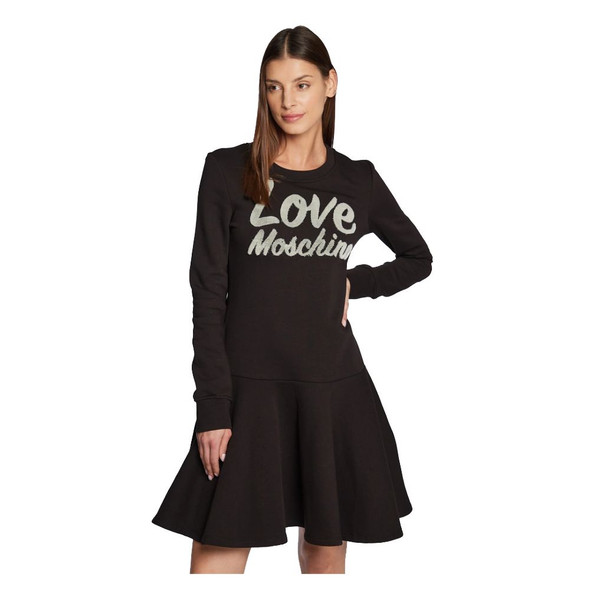 Love Moschino Chic Embossed Logo Cotton Blend Dress Love Moschino Chic Embossed Logo Cotton Blend Dress