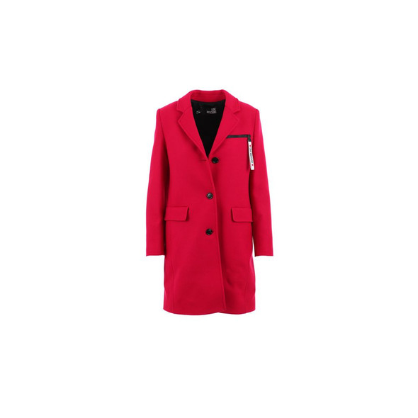 Love Moschino Chic Pink Woolen Coat with Logo Details Love Moschino Chic Pink Woolen Coat with Logo Details