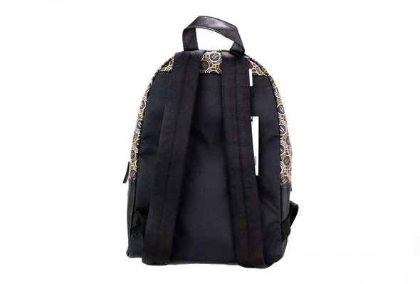 Signet Medium Black Logo Printed Leather Shoulder Backpack Bookbag Signet Medium Black Logo Printed Leather Shoulder Backpack Bookbag
