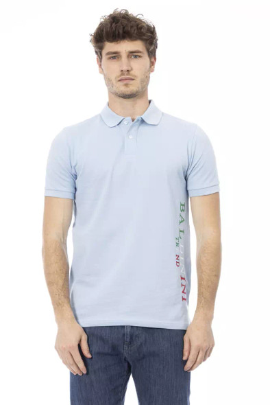 Baldinini Trend Light Blue Cotton Men Polo Shirt Baldinini Trend Light Blue Cotton Men Polo Shirt