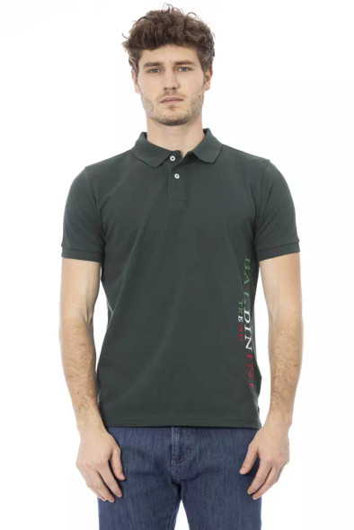 Baldinini Trend Green Cotton Men Polo Shirt Baldinini Trend Green Cotton Men Polo Shirt