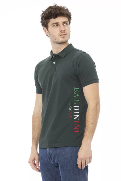 Baldinini Trend Green Cotton Men Polo Shirt Baldinini Trend Green Cotton Men Polo Shirt