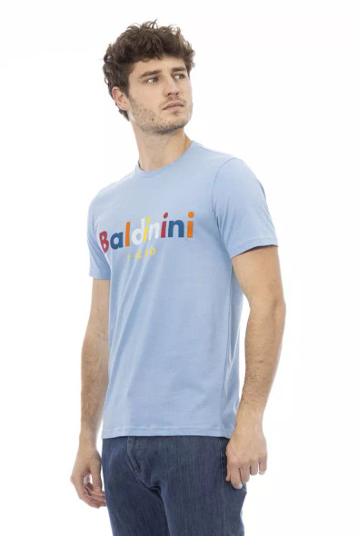 Baldinini Trend Light Blue Cotton Men T-Shirt Baldinini Trend Light Blue Cotton Men T-Shirt