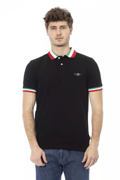 Baldinini Trend Black Cotton Men Polo Shirt BA-23199 Baldinini Trend Black Cotton Men Polo Shirt BA-23199