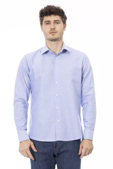 Baldinini Trend Light Blue Cotton Men Shirt Baldinini Trend Light Blue Cotton Men Shirt