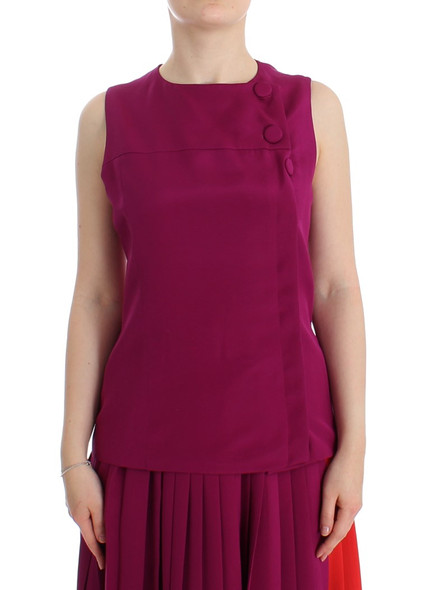 Purple Silk Sleeveless Blouse Top Purple Silk Sleeveless Blouse Top