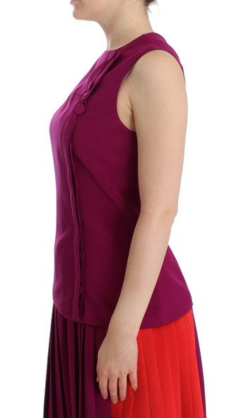 Purple Silk Sleeveless Blouse Top Purple Silk Sleeveless Blouse Top