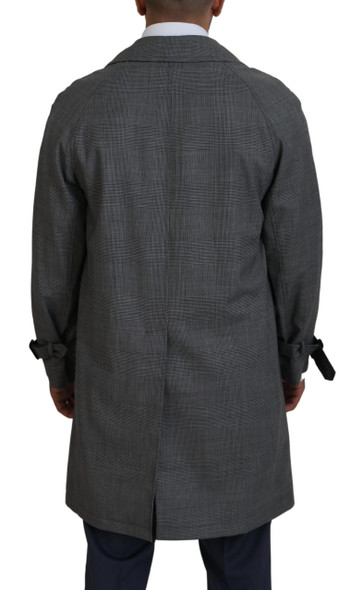 Gray Wool Plaid Long Trench Coat Jacket Trench Coat Jacket Gray Wool Plaid Long Trench Coat Jacket Trench Coat Jacket