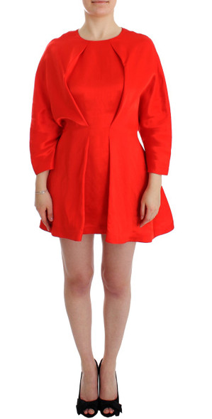 Red Mini Linen 3/4 Sleeve Sheath Dress Red Mini Linen 3/4 Sleeve Sheath Dress