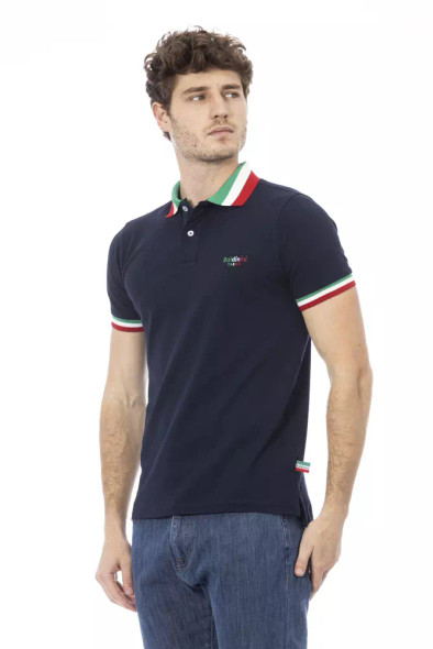 Baldinini Trend Blue Cotton Men Polo Shirt BA-23201 Baldinini Trend Blue Cotton Men Polo Shirt BA-23201