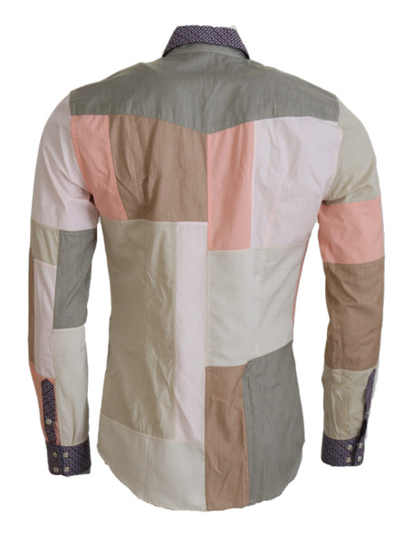 Multicolor Cotton Patchwork Slim Shirt Multicolor Cotton Patchwork Slim Shirt