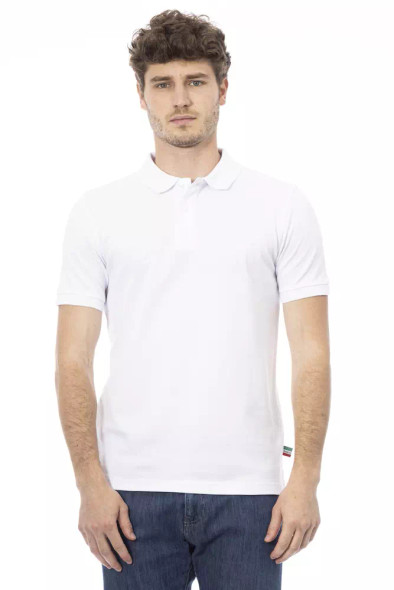 Baldinini Trend White Cotton Men Polo Shirt BA-23202 Baldinini Trend White Cotton Men Polo Shirt BA-23202