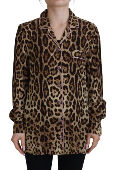 Brown Leopard Print Long Sleeves Blouse Top Brown Leopard Print Long Sleeves Blouse Top